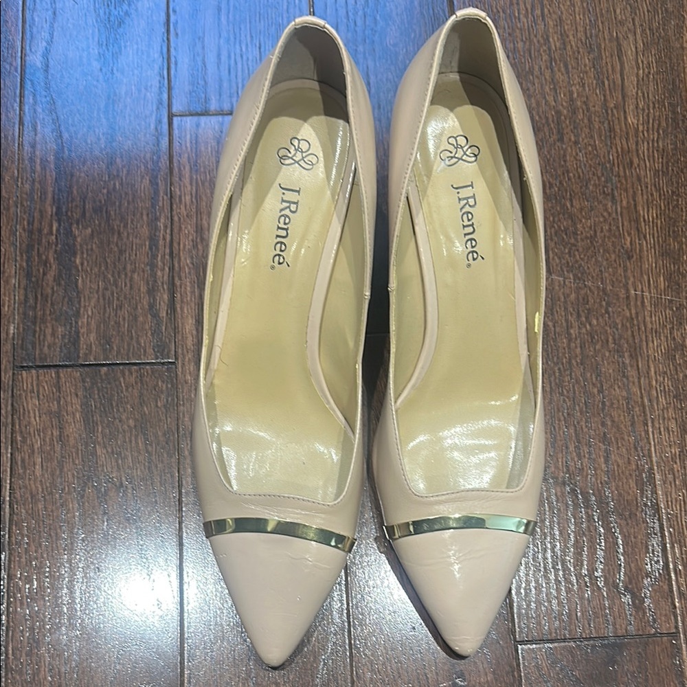 J.Renee Tan Heels with Elegant Metallic Detail